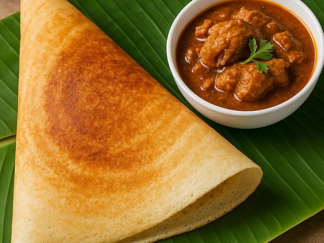 Dosa With Chicken Curry.